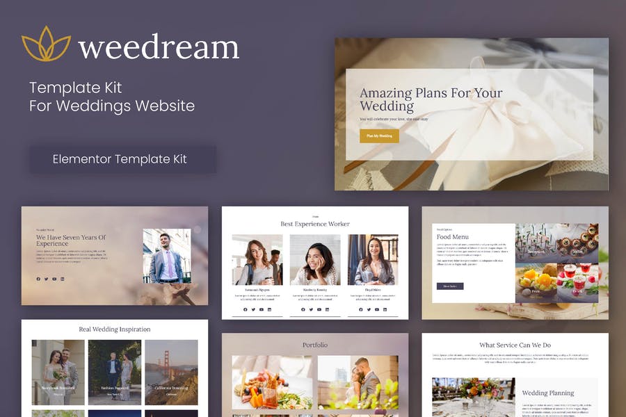 Weedream - kit de plantillas Elementor para bodas