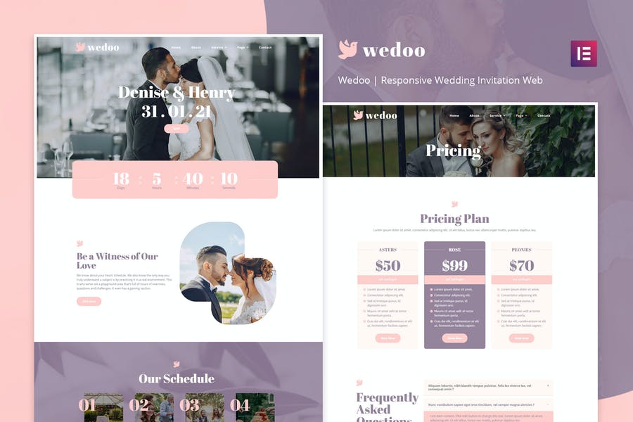 Wedoo – Kit de plantillas Elementor para invitaciones de boda online