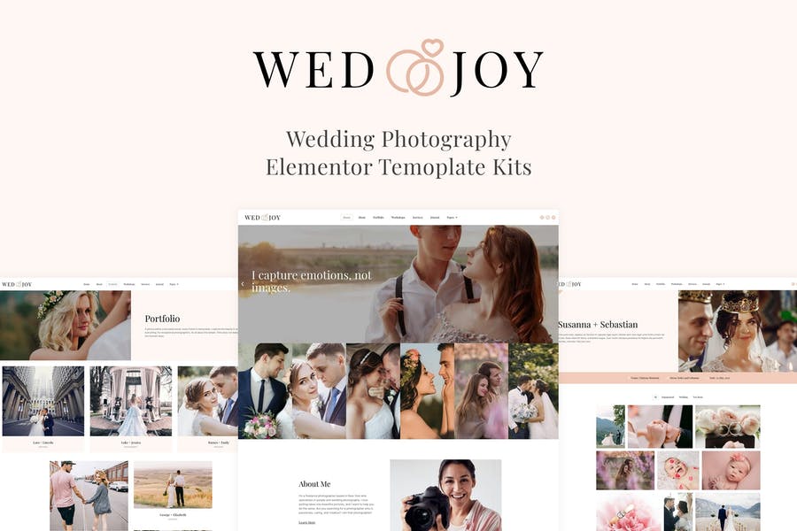 Wedjoy - Kit de plantillas Elementor Pro para fotografía de bodas