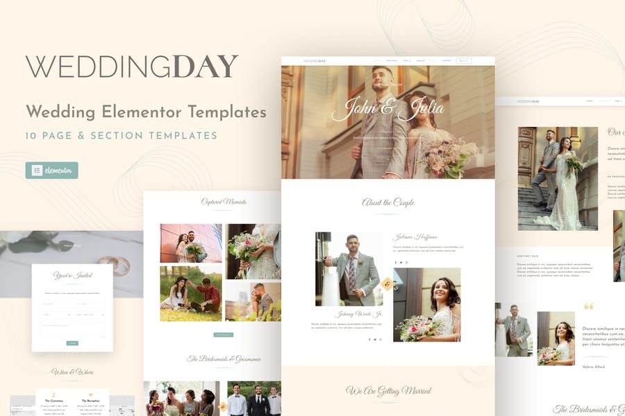 WeddingKit - Kit de plantillas Elementor para invitaciones y eventos de galería