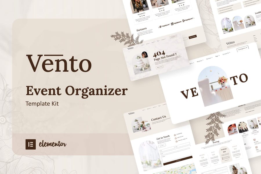 Vento - Kit de plantillas Elementor para organizadores de eventos
