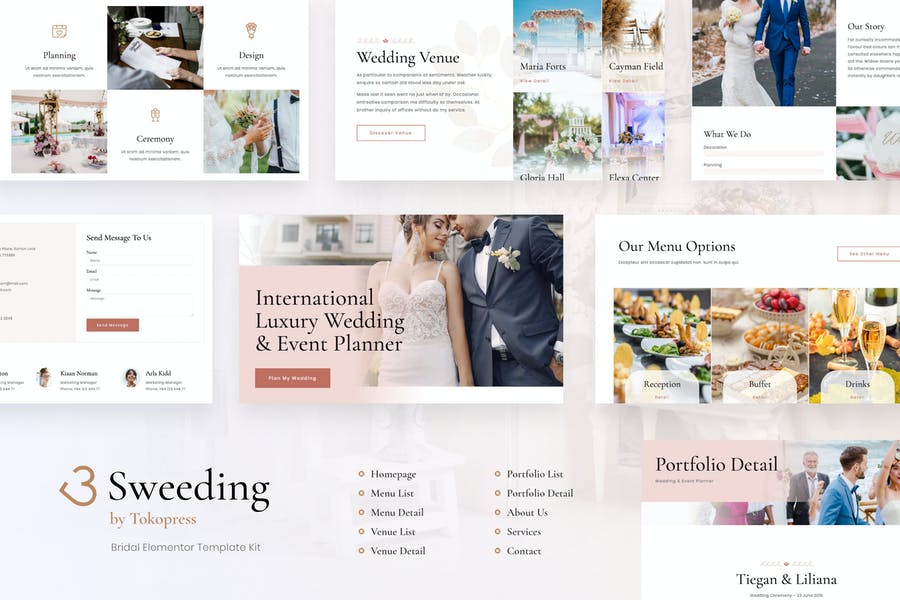 Sweeding | Template Kit de Elementor para invitación a evento