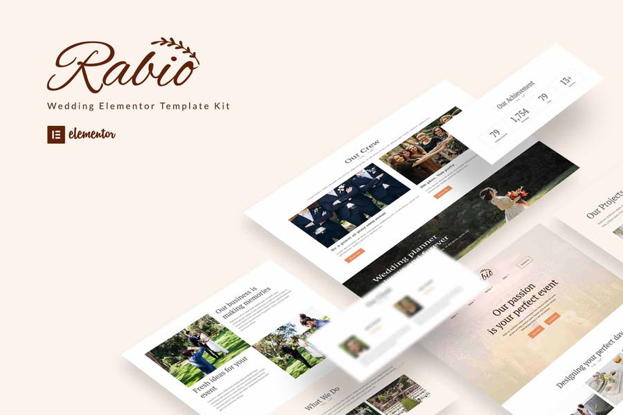 Rabio - Kit de plantillas Elementor para organizadores de eventos de bodas