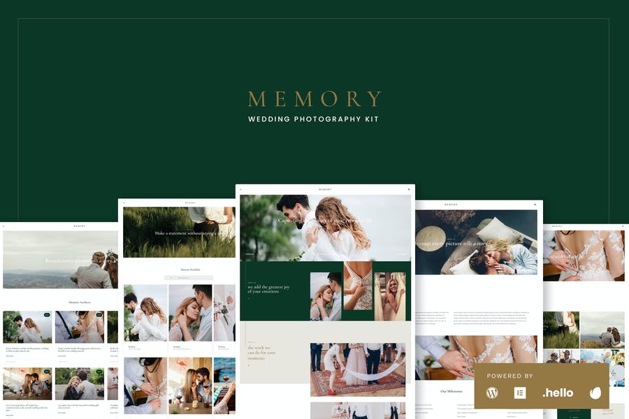 Memory – Kits de plantillas de Elementor para fotografía de bodas