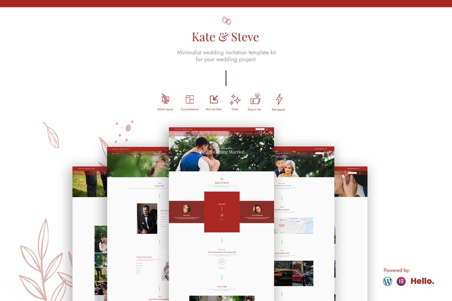 Kate & Steve - Kit de plantillas Elementor Pro para invitaciones de boda