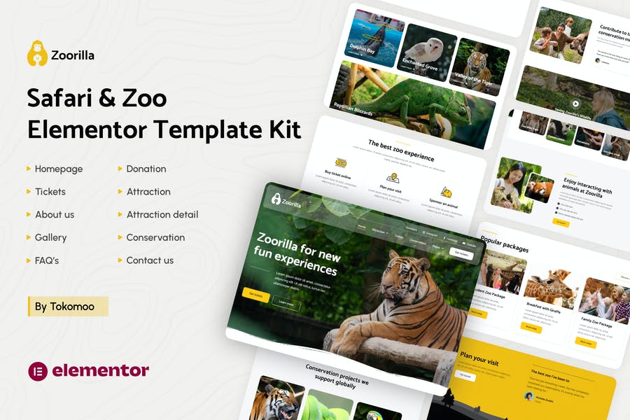 Zoorilla - Kit de plantillas Elementor para Safari y Zoológico