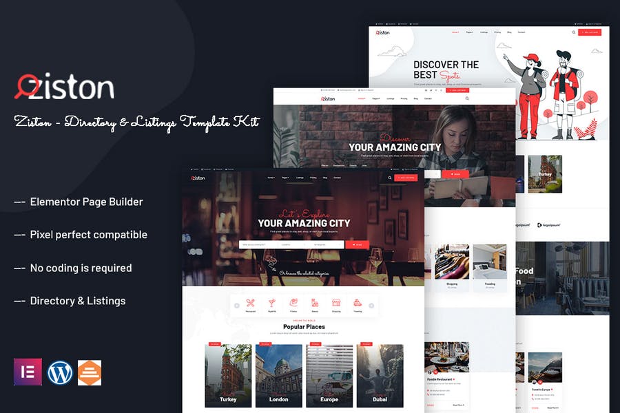 Ziston - Kit de plantillas Elementor para listados de negocios locales