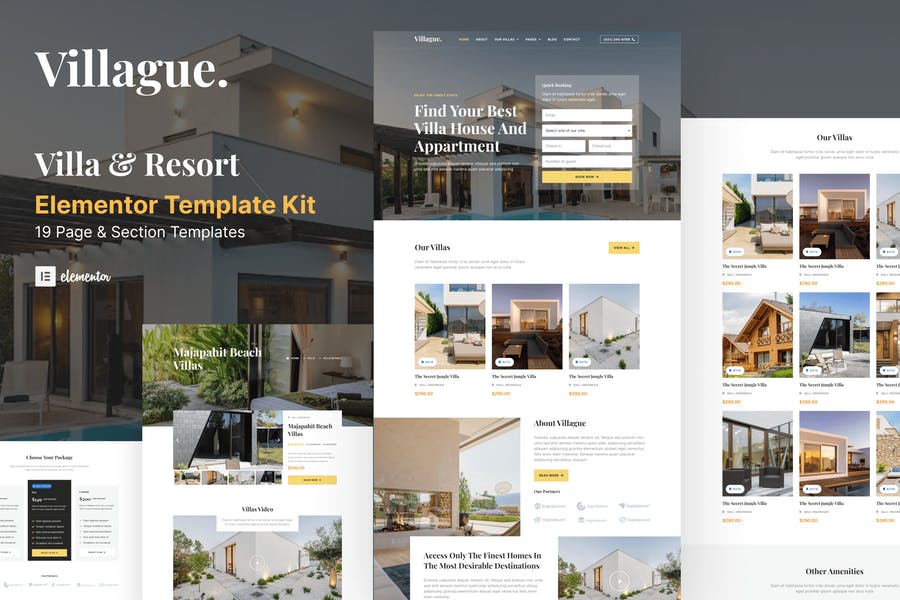 Villague - Template Kit de elemento de villa privada y resort