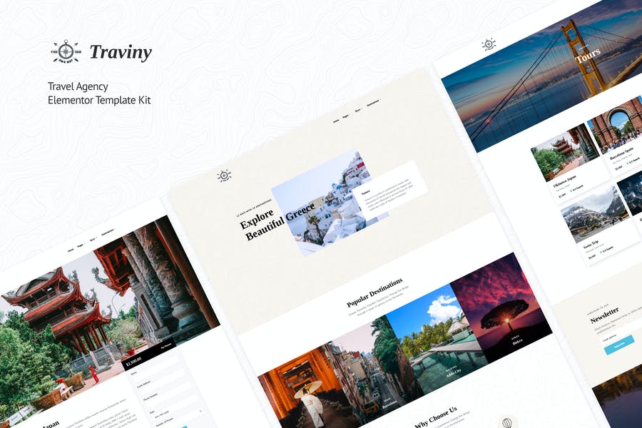 Traviny - Kit de plantillas Elementor para agencias de viajes