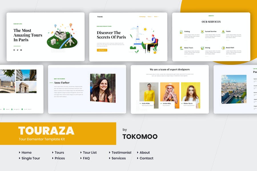 Touraza | Kit de plantillas Elementor para agencias de viajes y turismo