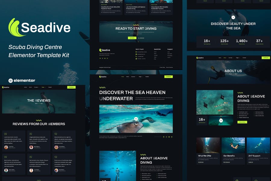 Seadive - Template Kit Elementor para centro de buceo