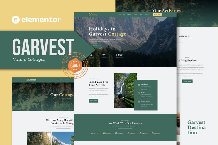 Garvest - Template Kit Elementor de Cabañas Naturales