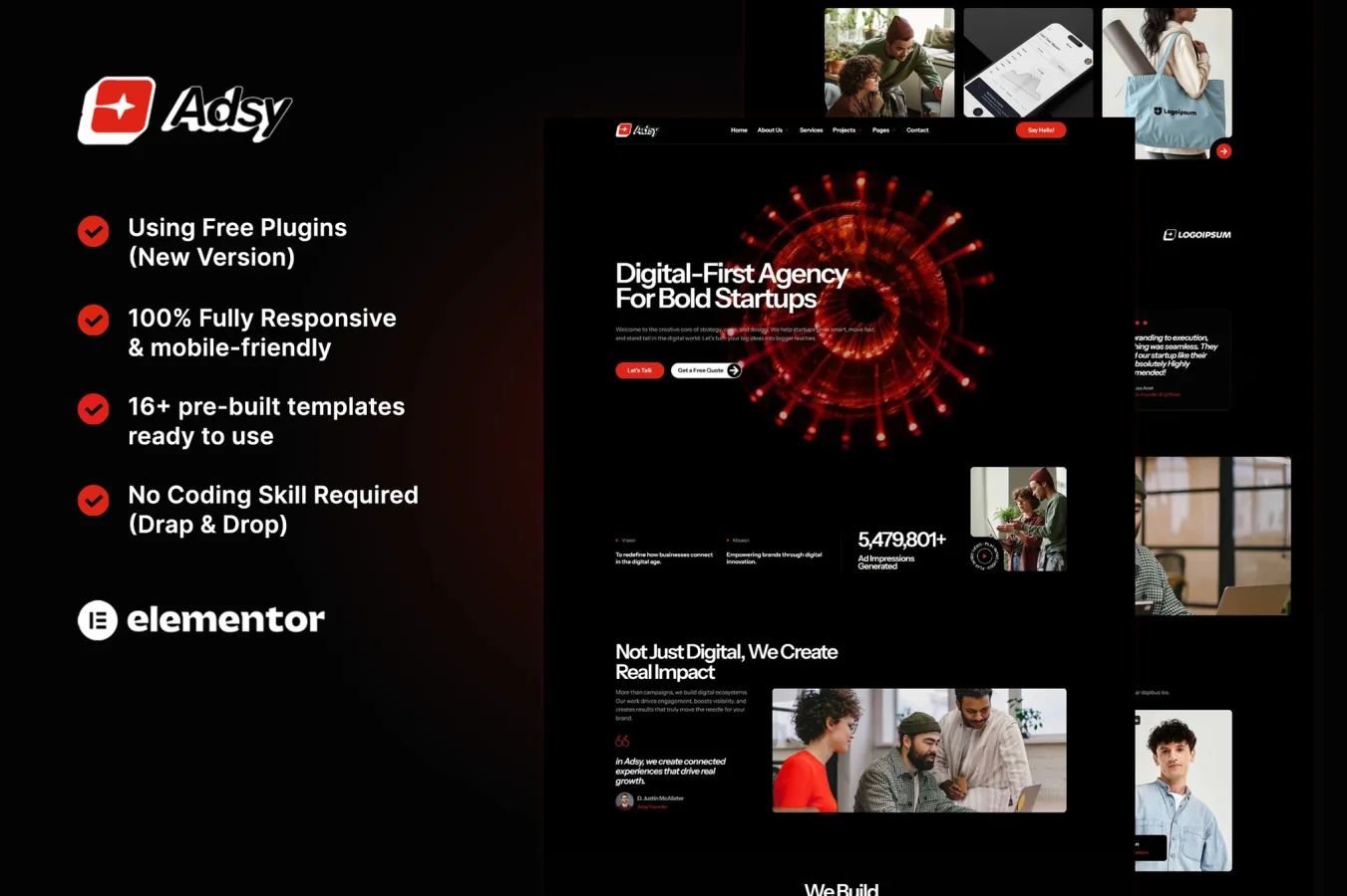 Adsy - Kit de plantillas Elementor para agencias digitales