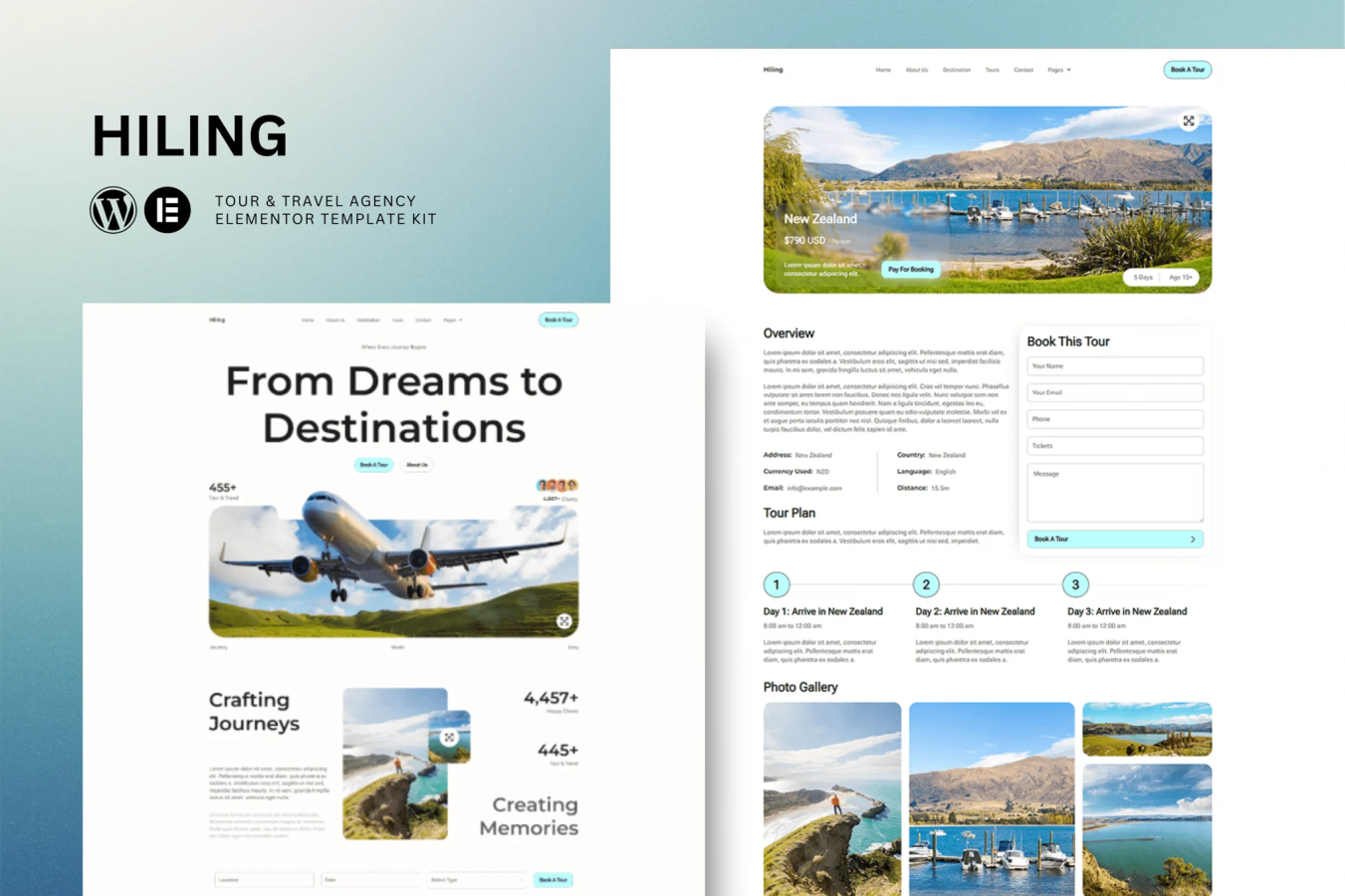 Haling - Kit de plantillas Elementor para agencias de viajes y viajes