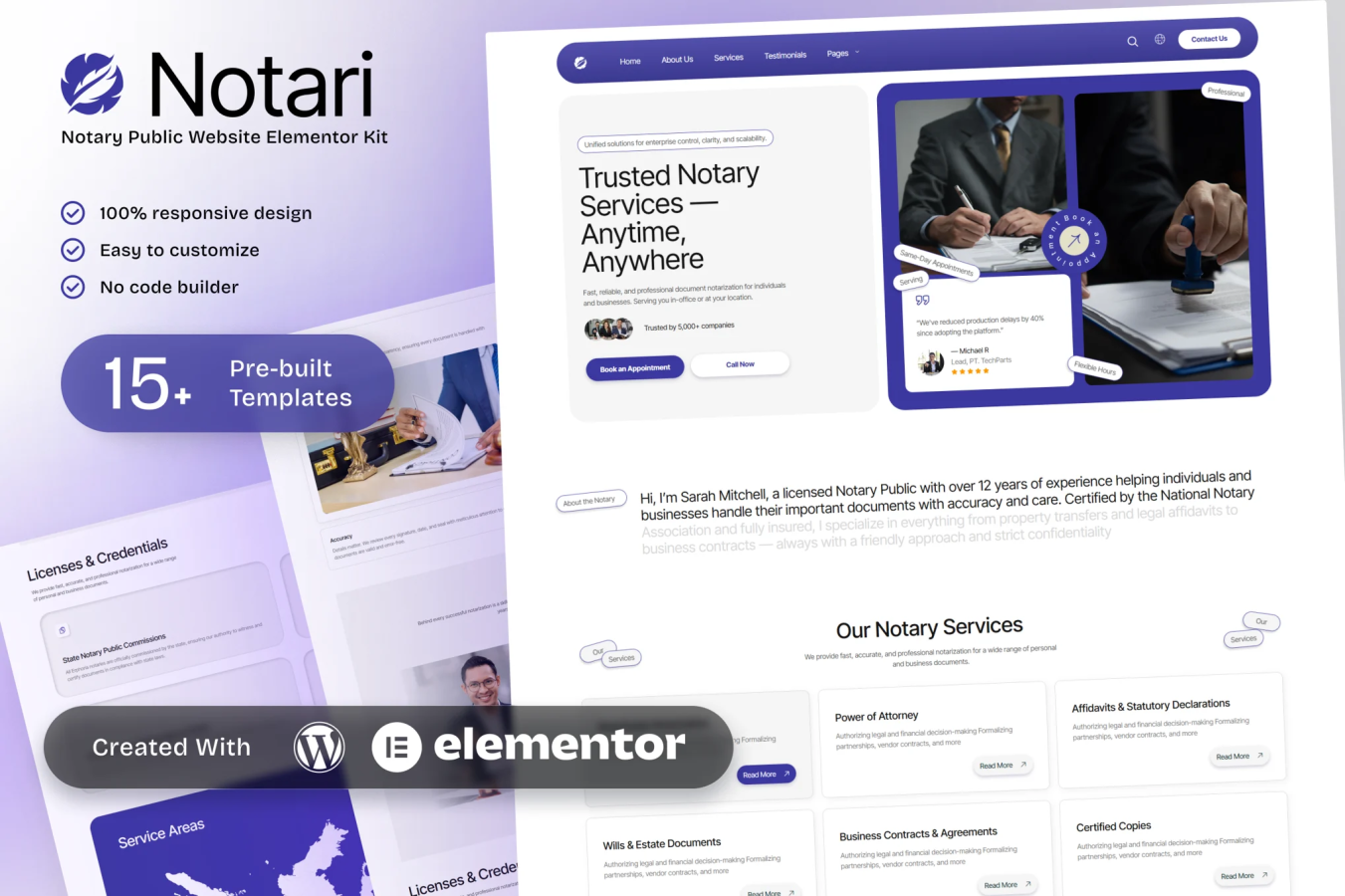 Notario - Kit de plantillas Elementor para notarios públicos
