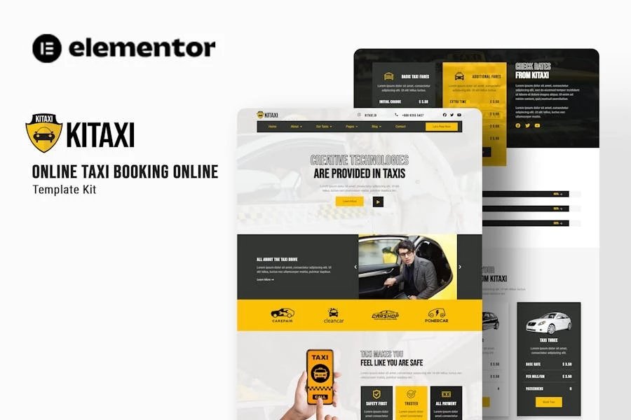 Kitaxi - Template Kit Elementor para reservas de taxis en línea