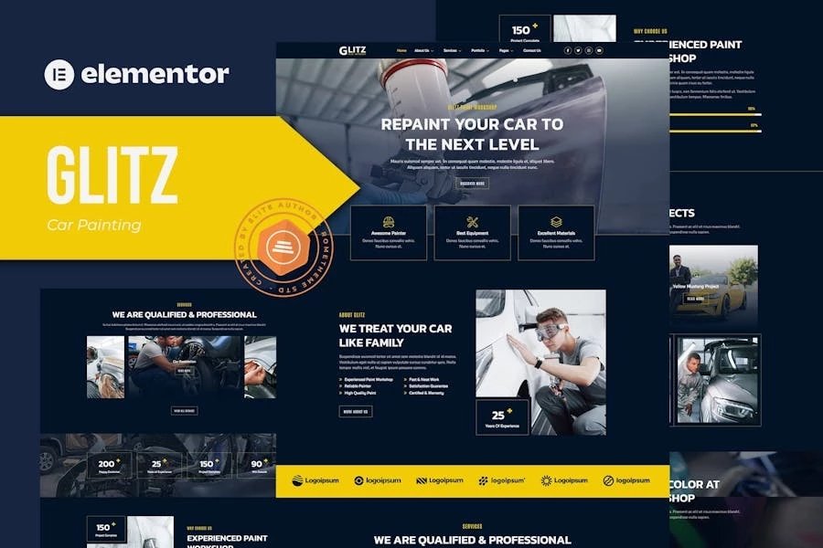Glitz - Template Kit Elementor para pintura y restauración de automóviles