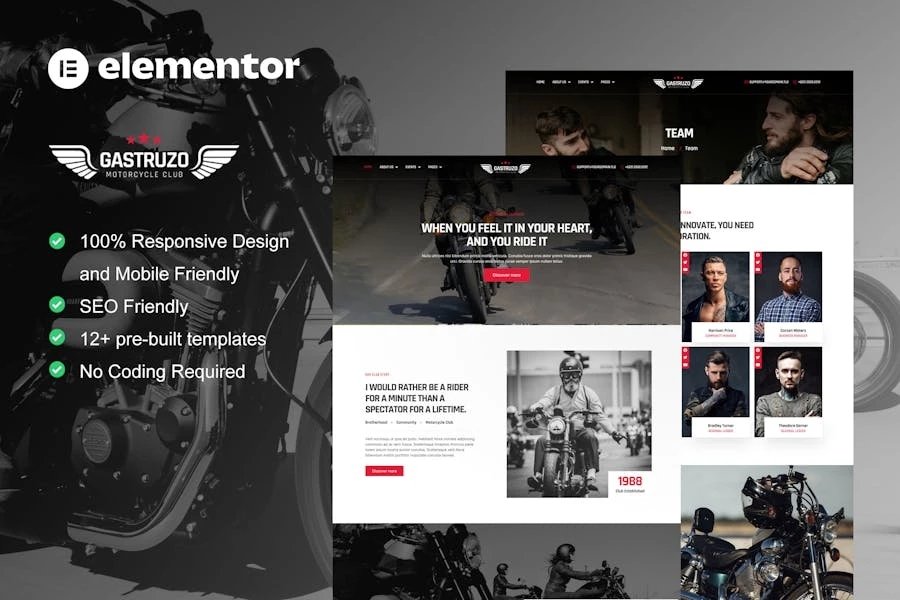 Gastruzo - Template Kit Elementor para clubes de motociclistas