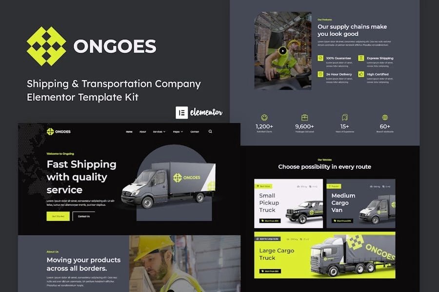 Ongoes - Template Kit Elementor para empresas de transporte y transporte