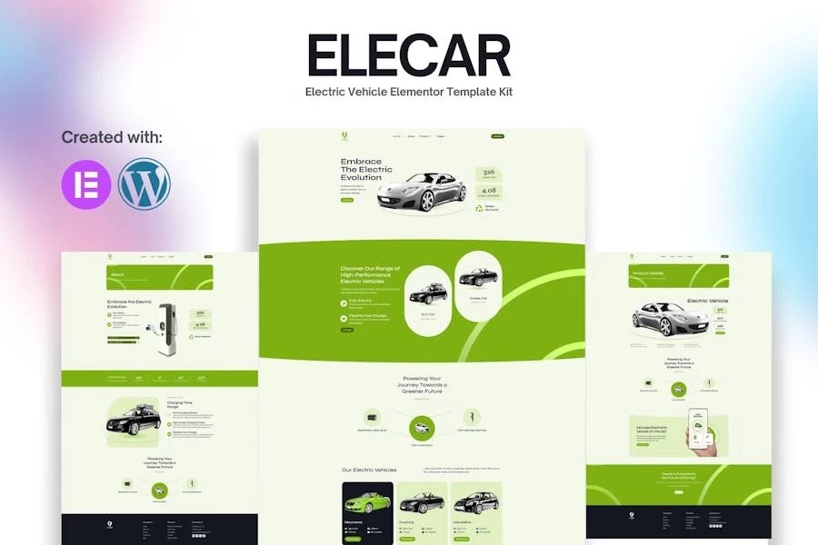 Elecar - Kit de plantillas Elementor para vehículos eléctricos