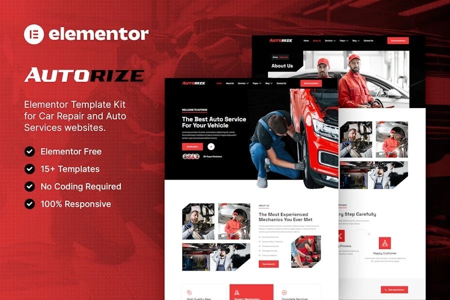 Autorize - Template Kit Elementor para reparación de automóviles y servicios automotrices