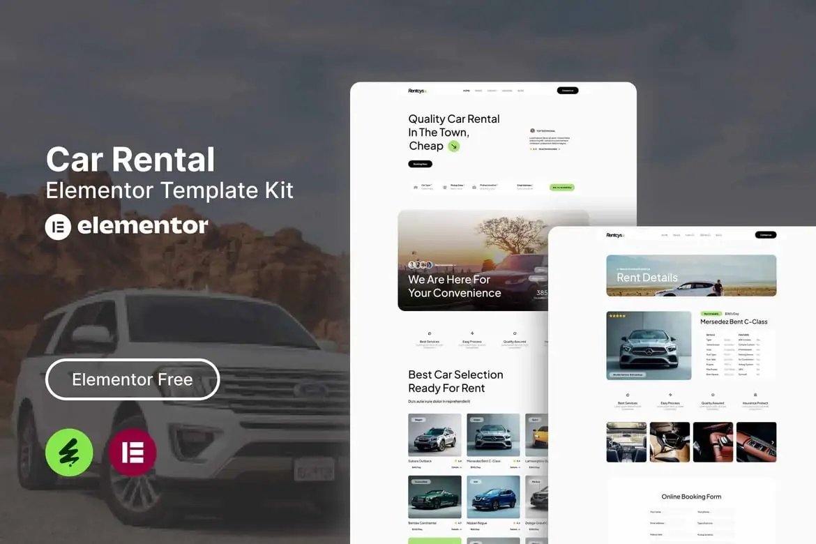 Rentcys - Kit de plantillas Elementor para alquiler de coches