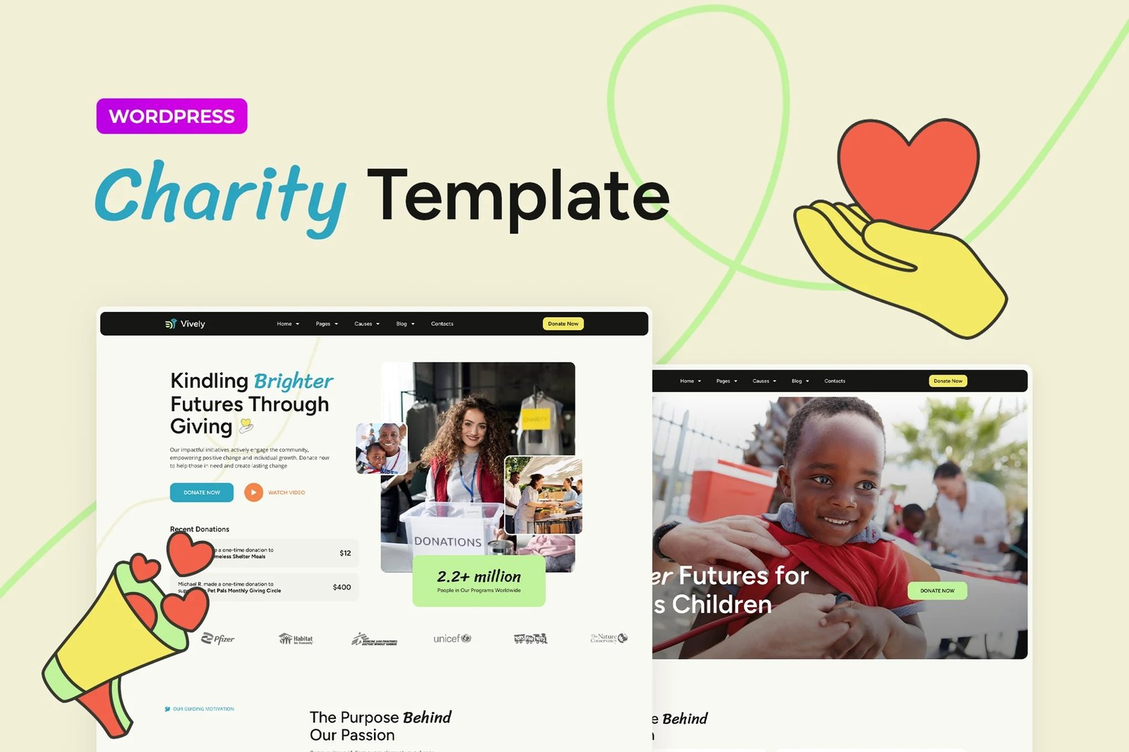 Vively Charity Donation Elementor Pro Template Kit