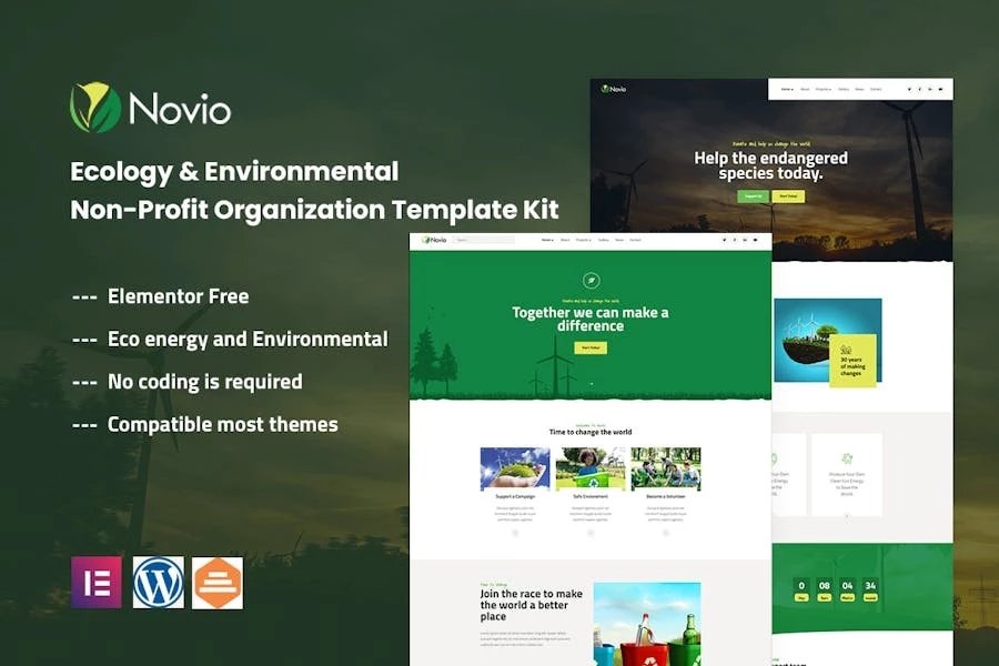 Novio - Template Kit para organizaciones sin fines de lucro de ecología y medio ambiente