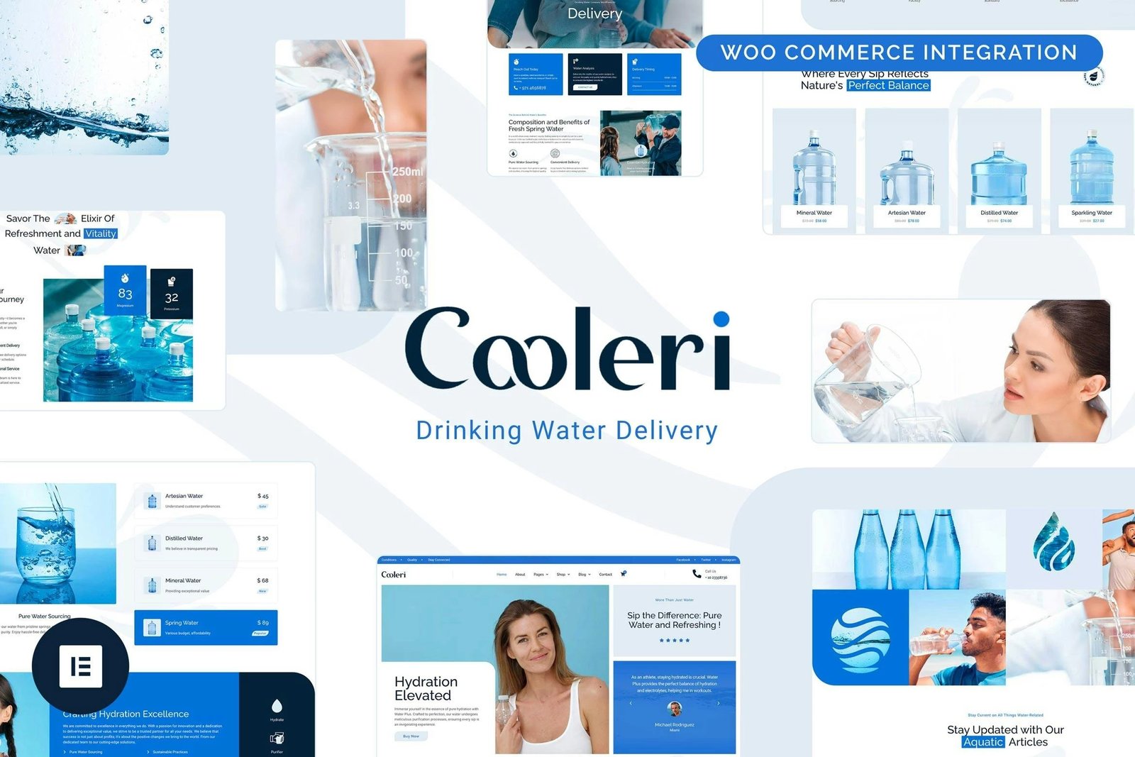 Cooleri - Kit de plantillas Elementor Pro para suministro de agua potable