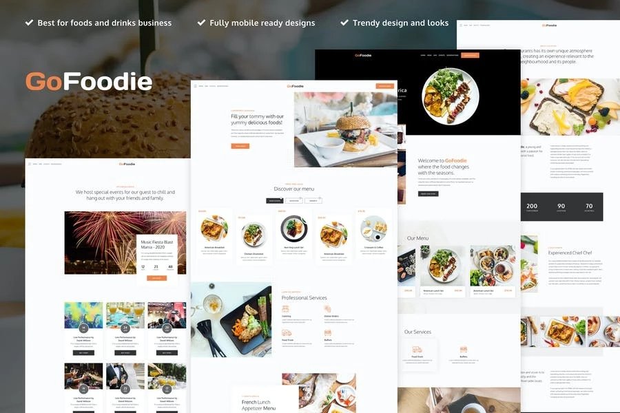 GoFoodie - Kit de plantillas Elementor Pro para cafeterías y restaurantes
