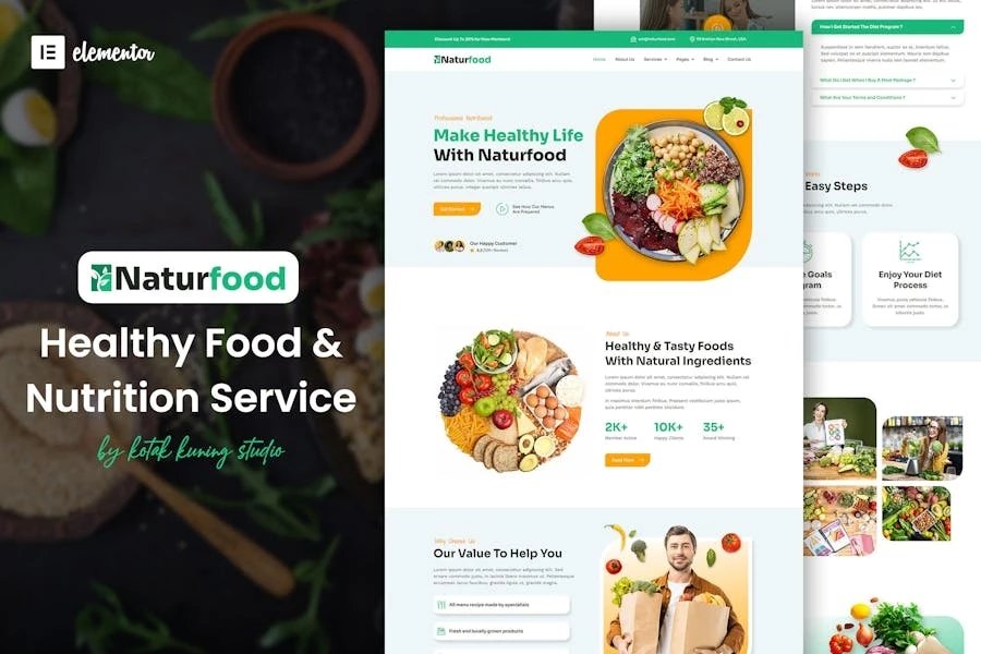 Naturfood - Template Kit Elementor para especialistas en alimentación y nutrición saludables