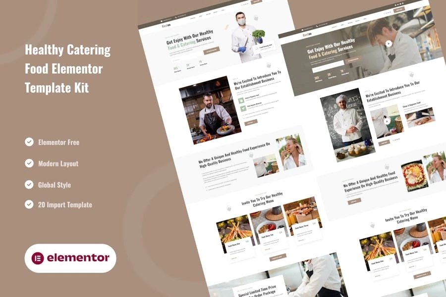 Restou - Template Kit Elementor para servicios de comidas saludables
