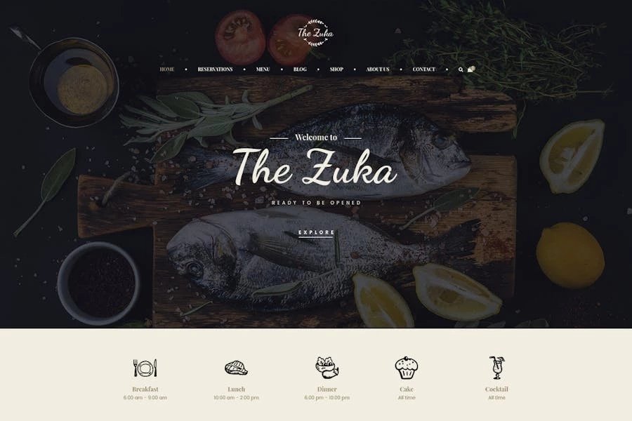 Zukares Template Kit para restaurantes y cafeterías Food Elementor