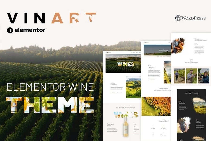 Vinart - Template Kit de marca de vino y Vinyard Elementor
