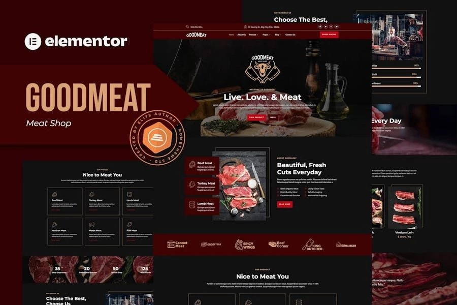 Goodmeat - Template Kit Elementor para carnicería y carnicería