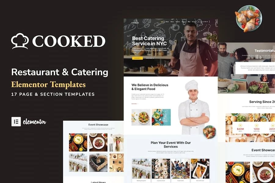 Cooked - Kit de plantillas Elementor para sitios web de catering y restaurantes