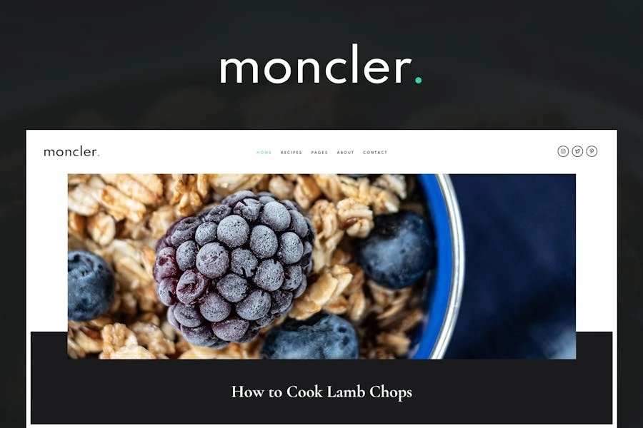 Moncler - Kit de plantillas Elementor para blogs de comida