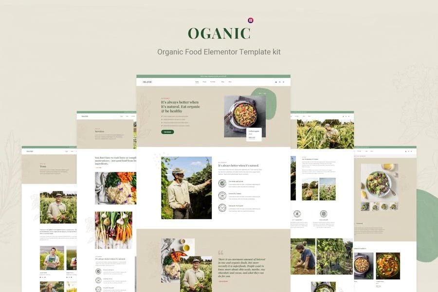 Organic - Kit de Plantillas Elementor de Alimentos Orgánicos