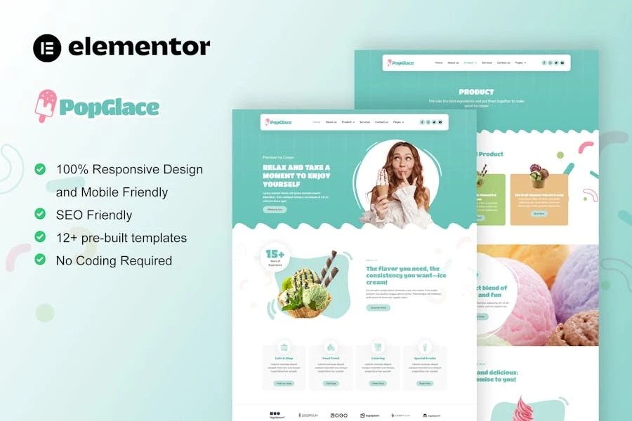 PopGlace - Template Kit Elementor para heladería