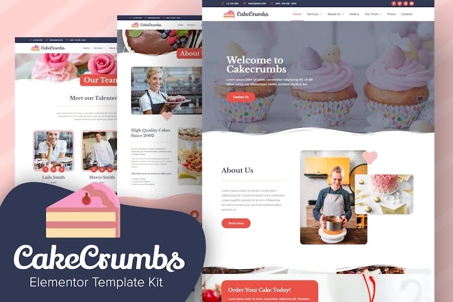Cakecrumbs - Kit de Plantilla Bakery Elementor