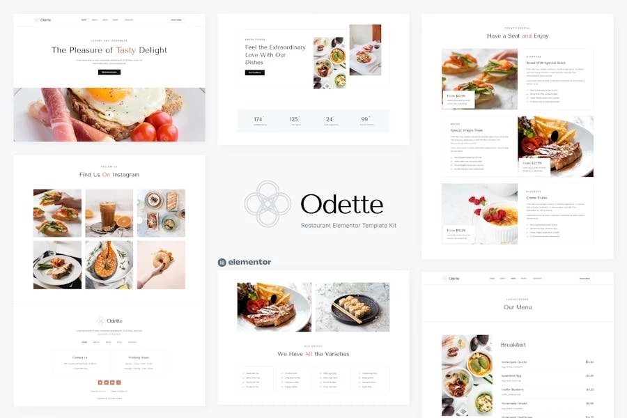 Odette - Template Kit para restaurante Elementor