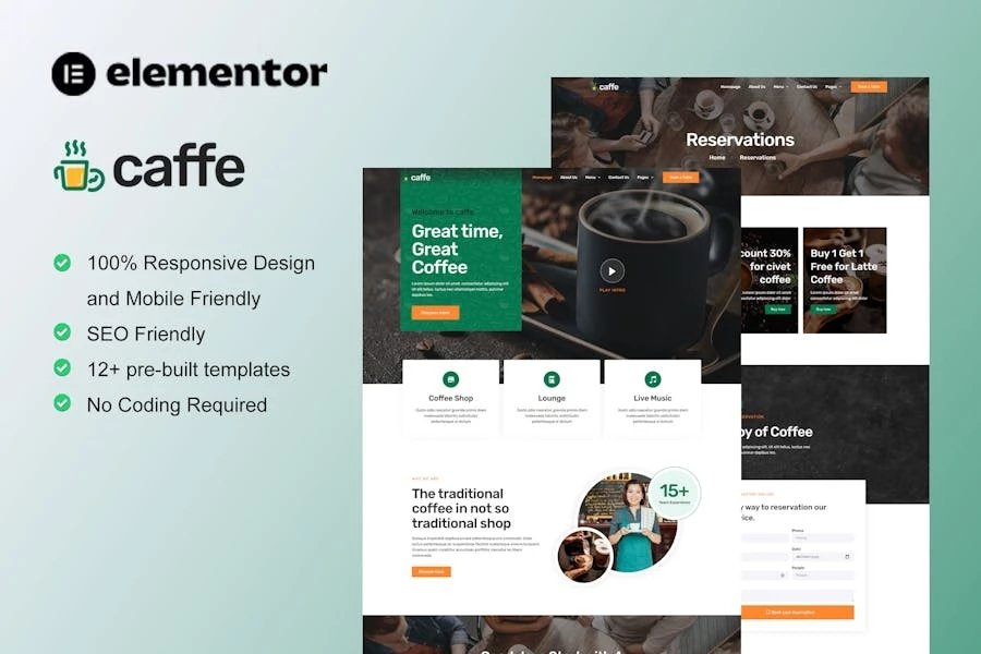 Caffe - Template Kit Elementor de cafetería y cafetería