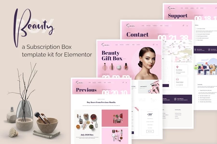BeautyBox - Kit de plantillas Elementor para cajas de suscripción