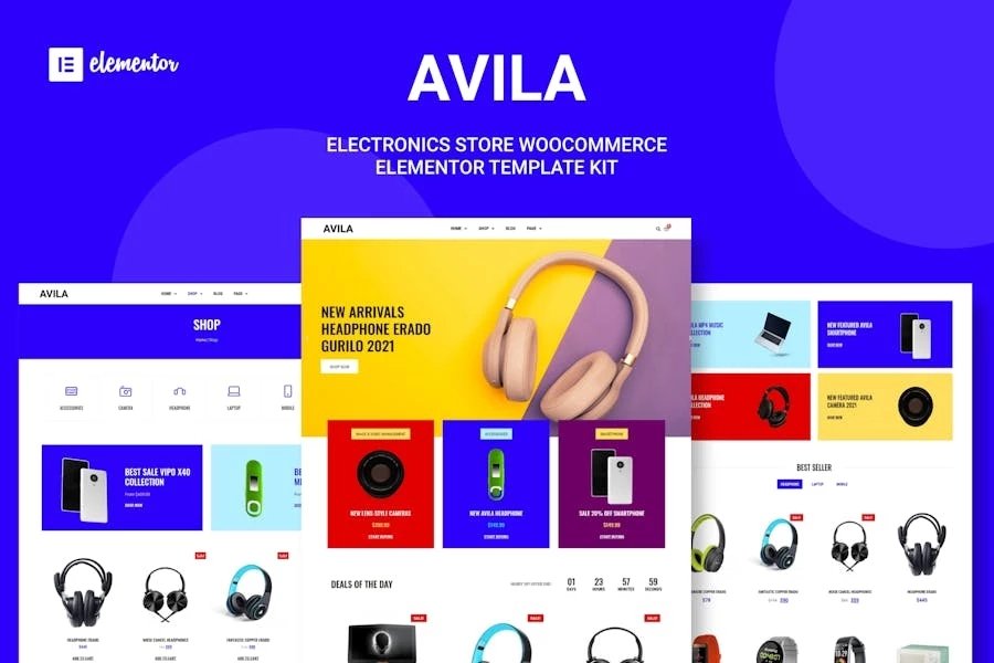 Ávila - Kit de Plantillas Elementor de WooCommerce Electrónico