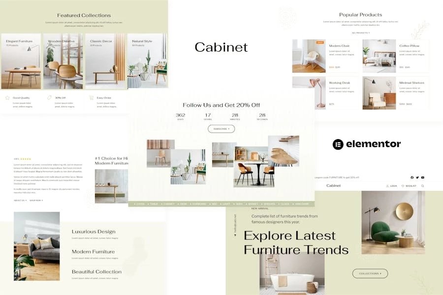 Cabinet - Template Kit Elementor para tienda de muebles