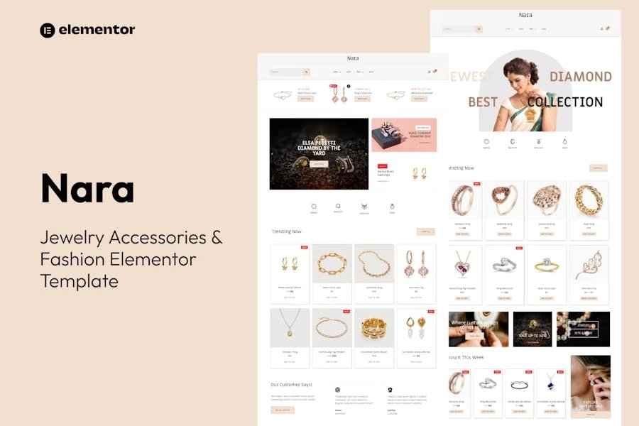 Nara - Template Kit para tienda de accesorios de joyería