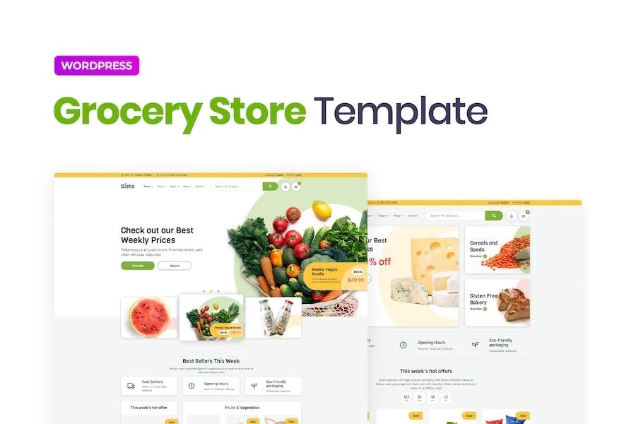Disho Template Kit Elementor para tiendas de abarrotes