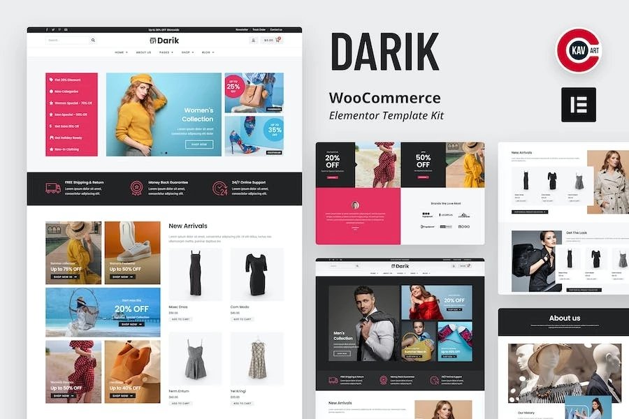 Darik - Template Kit de moda WooCommerce Elementor