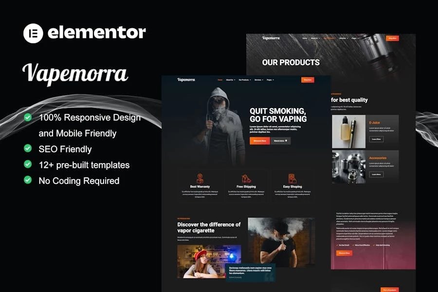 Vapemorra - Template Kit Elementor para tienda de vape