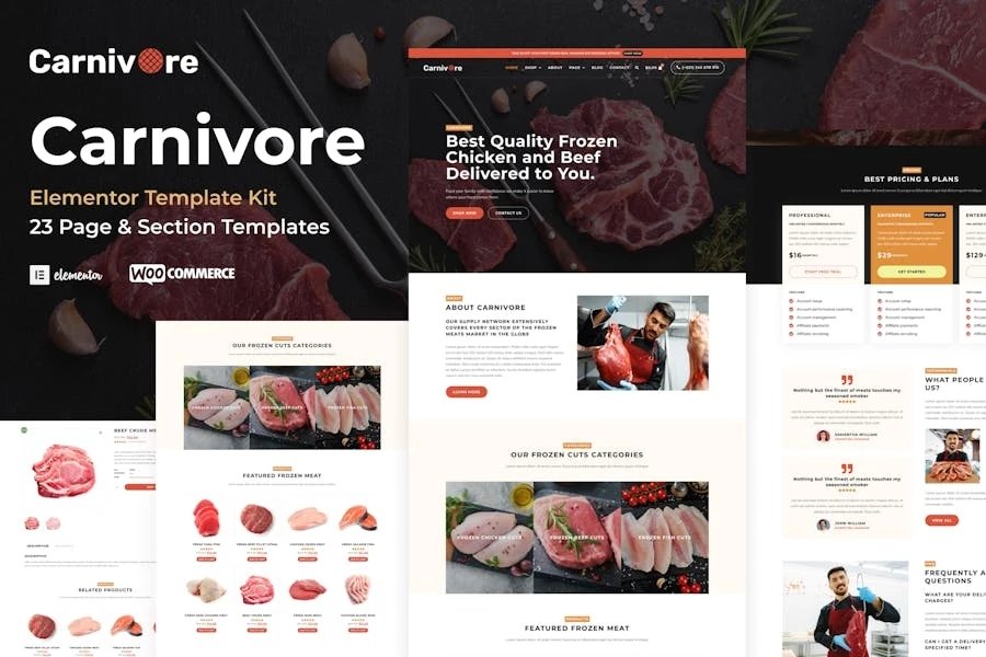 Carnivore - Template Kit Elementor Pro para carnicería y carnicería